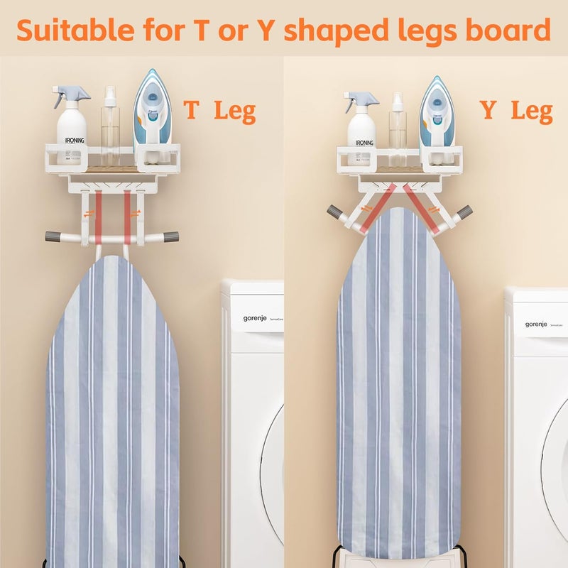 PAROTO Ironing Board Holder Wall Mount, Iron Board Wall Hanger, Sewing, Laundry Room Organization, White, T&V Shaped Space Saving Iron Holder for Laundry Room Decor and Accessories, Organization and Storage - Image 3